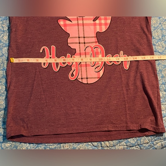 SALE 3/$20 EUC Simply Southern/Simply Faithful T shirt,Purple /pink plaid Deer - Picture 6 of 6